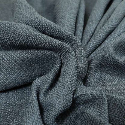 Devon Textured Woven Upholstery Chenille Fabric In Denim Blue Colour - Made To Measure Curtains