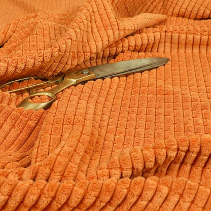 Didcot Brick Effect Corduroy Fabric In Orange Colour - Made To Measure Curtains