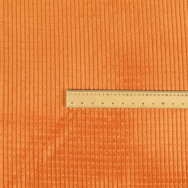 Didcot Brick Effect Corduroy Fabric In Orange Colour - Made To Measure Curtains