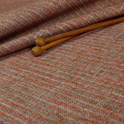 Durban Multicoloured Textured Weave Furnishing Fabric In Purple Red Orange Colour - Made To Measure Curtains