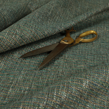 Durban Multicoloured Textured Weave Furnishing Fabric In Blue Green Teal Colour - Roman Blinds