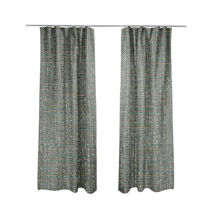 Durban Multicoloured Textured Weave Furnishing Fabric In Blue Green Teal Colour - Made To Measure Curtains