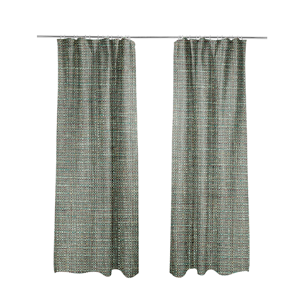 Durban Multicoloured Textured Weave Furnishing Fabric In Green Purple Colour - Made To Measure Curtains