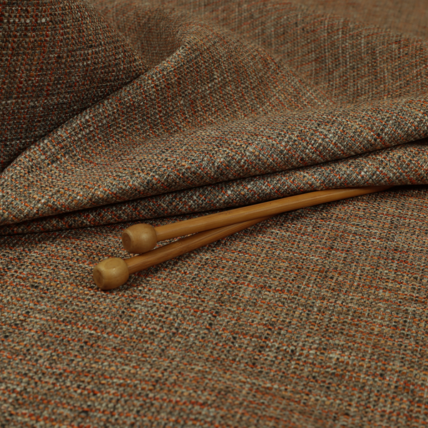 Durban Multicoloured Textured Weave Furnishing Fabric In Orange Colour - Made To Measure Curtains