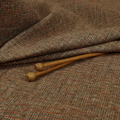 Durban Multicoloured Textured Weave Furnishing Fabric In Orange Colour - Made To Measure Curtains