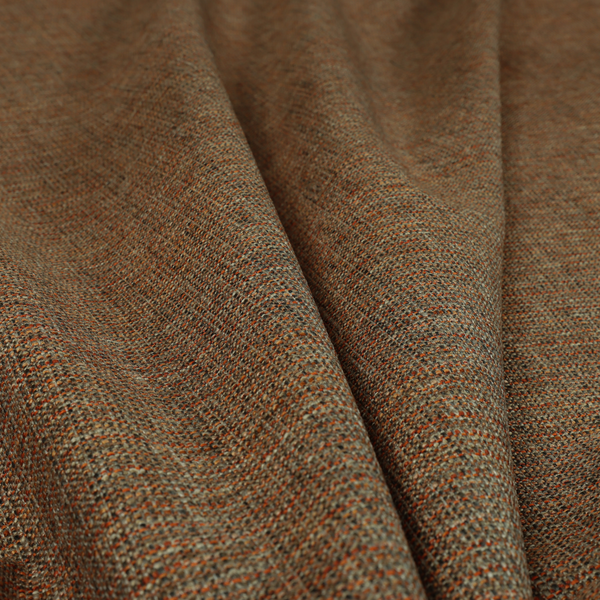 Durban Multicoloured Textured Weave Furnishing Fabric In Orange Colour - Made To Measure Curtains