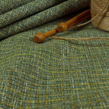 Durban Multicoloured Textured Weave Furnishing Fabric In Green Colour