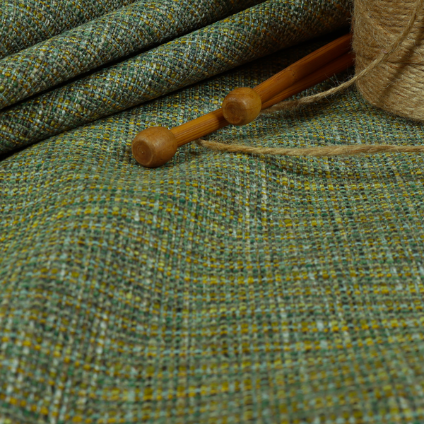 Durban Multicoloured Textured Weave Furnishing Fabric In Green Colour - Made To Measure Curtains