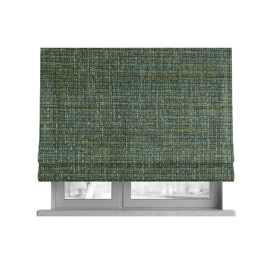Durban Multicoloured Textured Weave Furnishing Fabric In Green Colour - Roman Blinds
