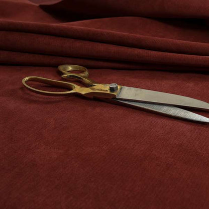 Earley Soft Matt Velvet Chenille Furnishing Upholstery Fabric In Terracotta Red Colour
