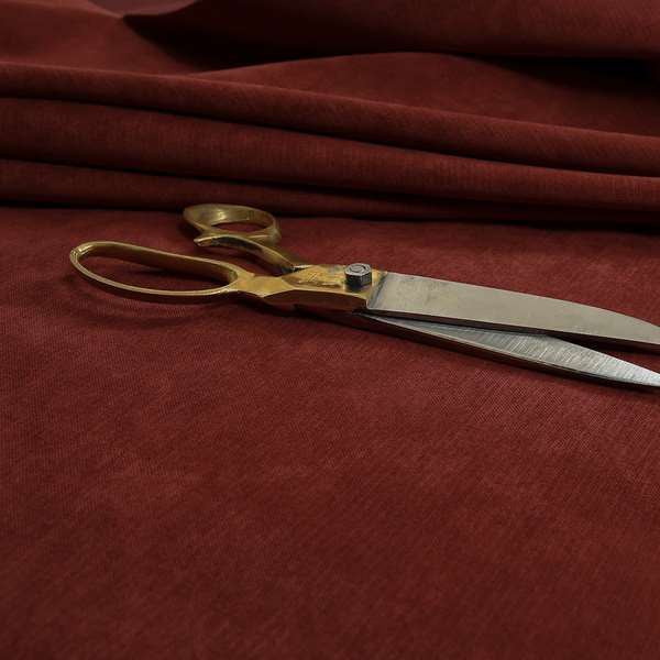 Earley Soft Matt Velvet Chenille Furnishing Upholstery Fabric In Terracotta Red Colour - Made To Measure Curtains