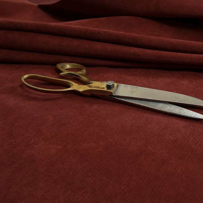 Earley Soft Matt Velvet Chenille Furnishing Upholstery Fabric In Terracotta Red Colour - Made To Measure Curtains