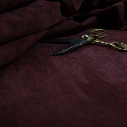 Earley Soft Matt Velvet Chenille Furnishing Upholstery Fabric In Wine Colour - Made To Measure Curtains