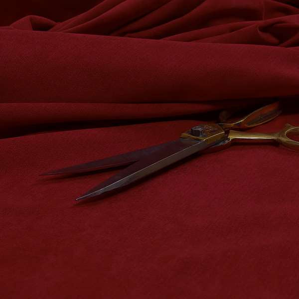 Earley Soft Matt Velvet Chenille Furnishing Upholstery Fabric In Red Colour - Made To Measure Curtains