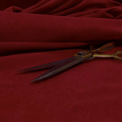 Earley Soft Matt Velvet Chenille Furnishing Upholstery Fabric In Red Colour - Made To Measure Curtains