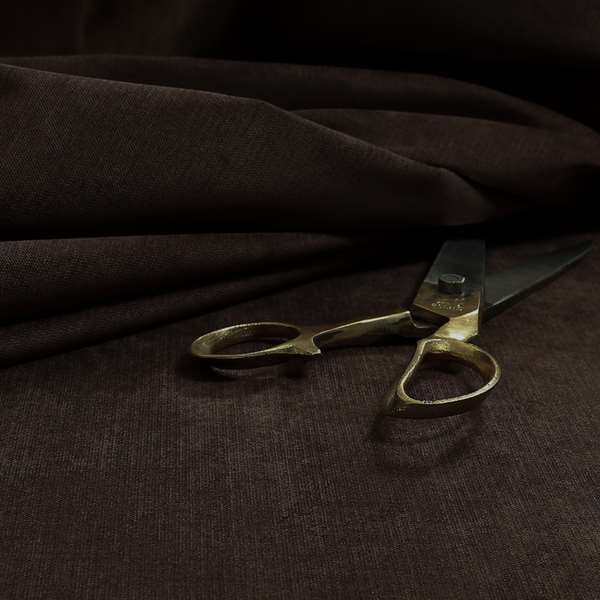 Earley Soft Matt Velvet Chenille Furnishing Upholstery Fabric In Chocolate Brown Colour - Made To Measure Curtains