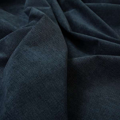 Earley Soft Matt Velvet Chenille Furnishing Upholstery Fabric In Denim Blue Colour