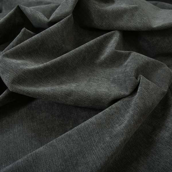 Earley Soft Matt Velvet Chenille Furnishing Upholstery Fabric In Granite Grey Colour - Made To Measure Curtains