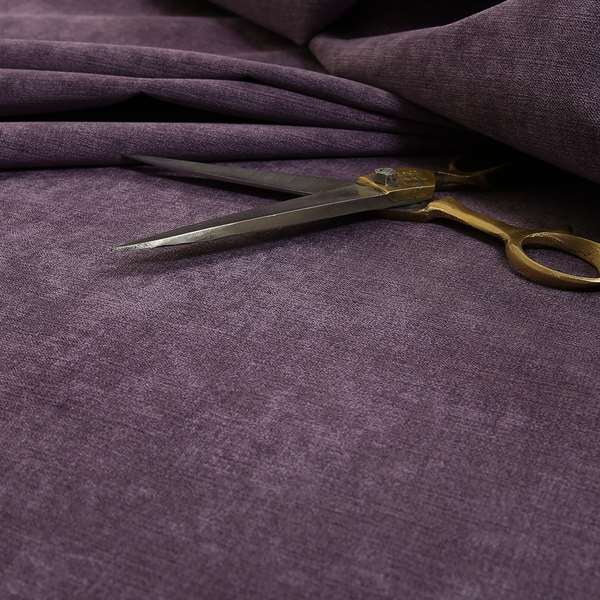 Earley Soft Matt Velvet Chenille Furnishing Upholstery Fabric In Purple Colour - Roman Blinds