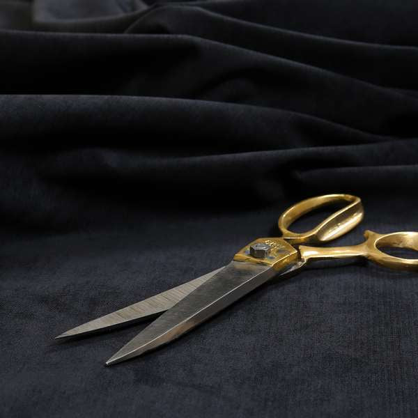 Earley Soft Matt Velvet Chenille Furnishing Upholstery Fabric In Black Colour - Roman Blinds