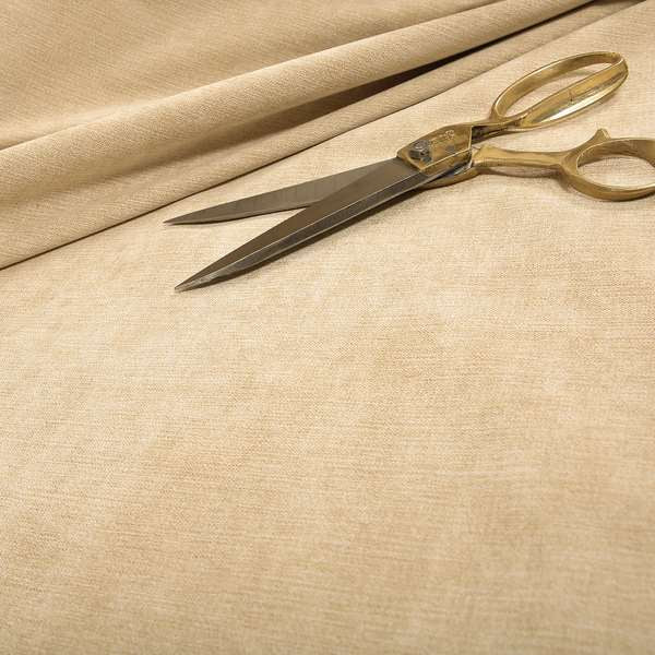 Earley Soft Matt Velvet Chenille Furnishing Upholstery Fabric In Beige Colour - Made To Measure Curtains