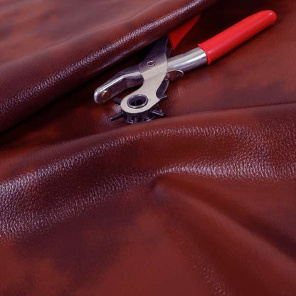 Eternity Grain Textured Aged Effect Faux Leather Red Burgundy Colour Upholstery Vinyl Fabrics