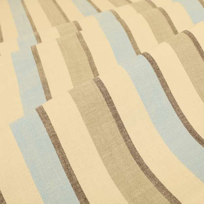 Falkirk Scottish Inspired Striped Pattern In Chenille Material Upholstery Fabric Blue Brown Colour - Made To Measure Curtains