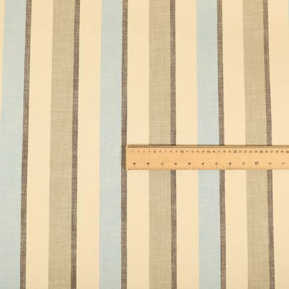 Falkirk Scottish Inspired Striped Pattern In Chenille Material Upholstery Fabric Blue Brown Colour - Made To Measure Curtains