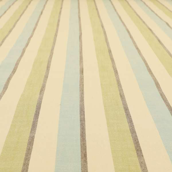 Falkirk Scottish Inspired Striped Pattern In Chenille Material Upholstery Fabric Blue Green Colour - Made To Measure Curtains