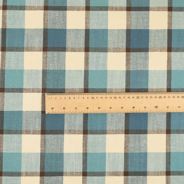 Falkirk Scottish Inspired Tartan Pattern In Chenille Material Upholstery Fabric Navy Blue Colour - Roman Blinds