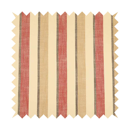 Falkirk Scottish Inspired Striped Pattern In Chenille Material Upholstery Fabric Red Colour - Made To Measure Curtains