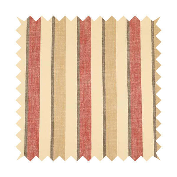 Falkirk Scottish Inspired Striped Pattern In Chenille Material Upholstery Fabric Red Colour