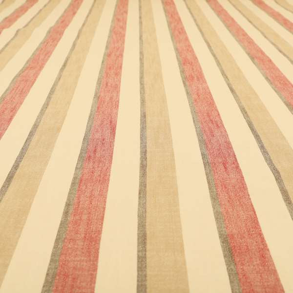 Falkirk Scottish Inspired Striped Pattern In Chenille Material Upholstery Fabric Red Colour