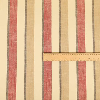 Falkirk Scottish Inspired Striped Pattern In Chenille Material Upholstery Fabric Red Colour - Made To Measure Curtains