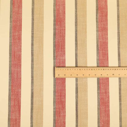 Falkirk Scottish Inspired Striped Pattern In Chenille Material Upholstery Fabric Red Colour