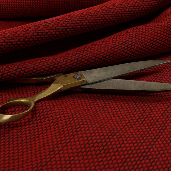 Festival Colourful Textured Chenille Plain Upholstery Fabric In Red - Made To Measure Curtains