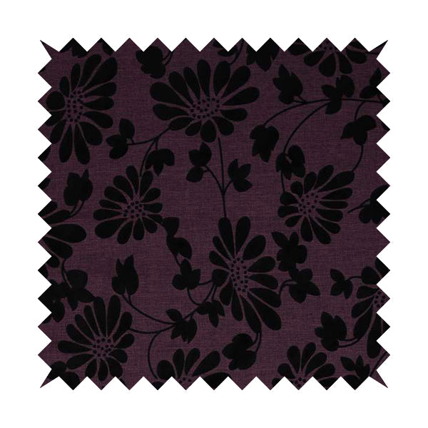 Fiona Embossed Floral Pattern Chenille Purple Colour Upholstery Furnishing Fabric - Made To Measure Curtains