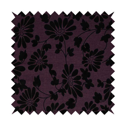 Fiona Embossed Floral Pattern Chenille Purple Colour Upholstery Furnishing Fabric