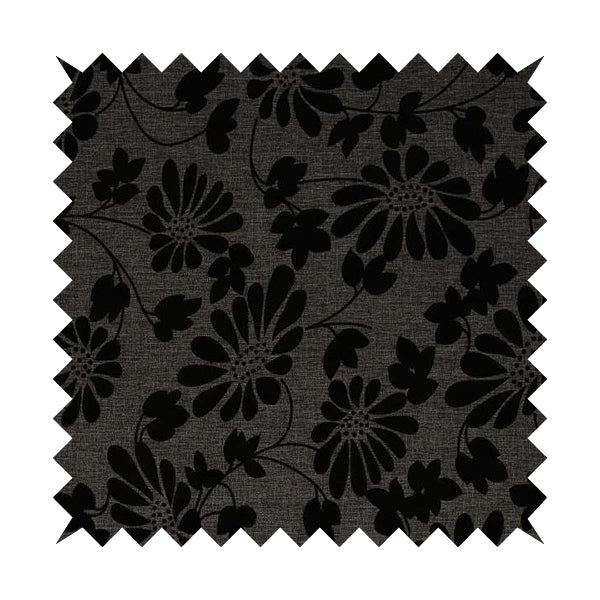 Fiona Embossed Floral Pattern Chenille Grey Colour Upholstery Furnishing Fabric - Roman Blinds
