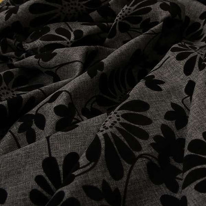 Fiona Embossed Floral Pattern Chenille Grey Colour Upholstery Furnishing Fabric - Handmade Cushions