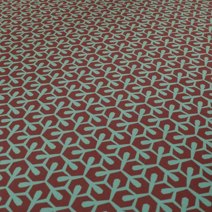 Foxe Small Scale Geometric Pattern Printed Velveteen Red Colour Upholstery Curtains Fabric