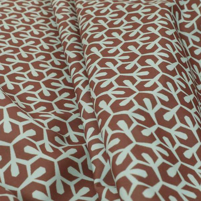 Foxe Small Scale Geometric Pattern Printed Velveteen Orange Colour Upholstery Curtains Fabric - Roman Blinds