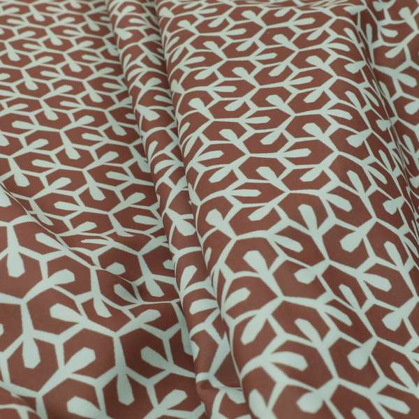 Foxe Small Scale Geometric Pattern Printed Velveteen Orange Colour Upholstery Curtains Fabric - Handmade Cushions