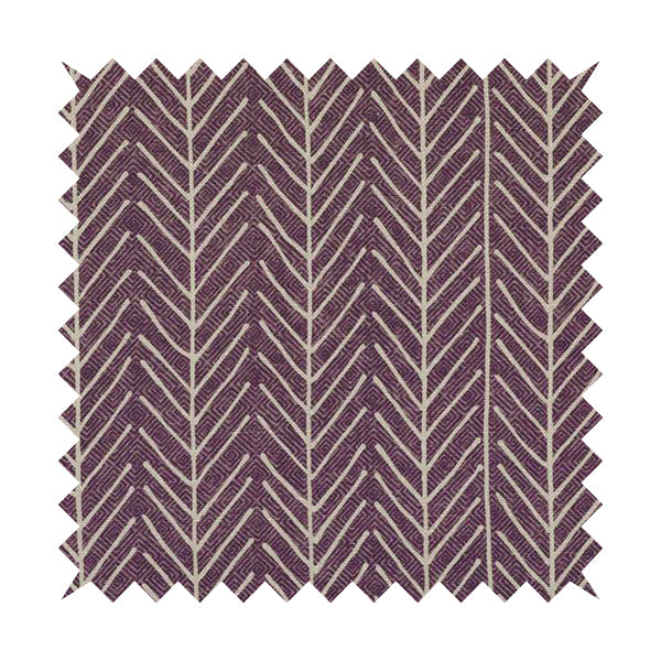 Frisco Stem Pattern Printed On Linen Effect Chenille Material Purple Coloured Furnishing Fabrics