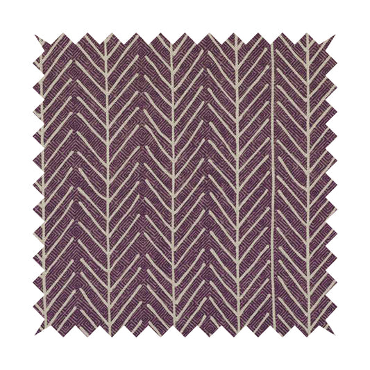 Frisco Stem Pattern Printed On Linen Effect Chenille Material Purple Coloured Furnishing Fabrics