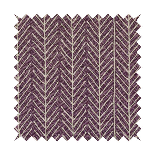 Frisco Stem Pattern Printed On Linen Effect Chenille Material Purple Coloured Furnishing Fabrics - Handmade Cushions