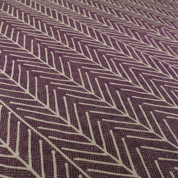 Frisco Stem Pattern Printed On Linen Effect Chenille Material Purple Coloured Furnishing Fabrics - Roman Blinds