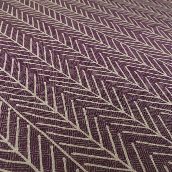 Frisco Stem Pattern Printed On Linen Effect Chenille Material Purple Coloured Furnishing Fabrics