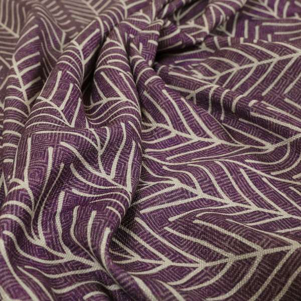 Frisco Stem Pattern Printed On Linen Effect Chenille Material Purple Coloured Furnishing Fabrics - Roman Blinds