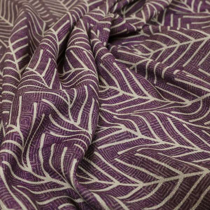 Frisco Stem Pattern Printed On Linen Effect Chenille Material Purple Coloured Furnishing Fabrics - Made To Measure Curtains